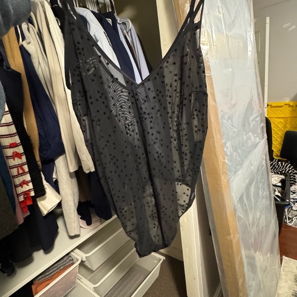 Star Black Sheer Bodysuit with Floral Pattern - Picture 2 of 5